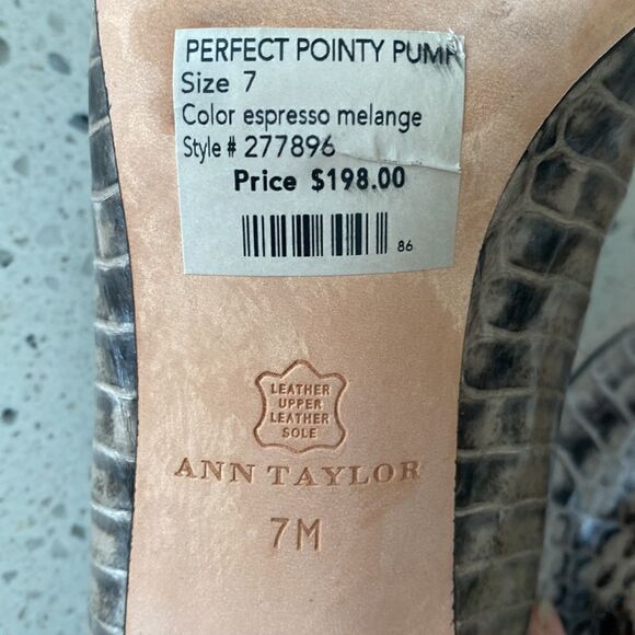 Ann Taylor Women's Snake Print Pointed Toe Leather Heel Pump Career Cocktail 7M - Picture 6 of 14